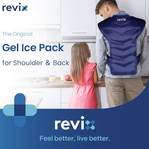 REVIX Large Ice Pack for Back and Shoulder Discomfort Relief, Reusable Gel Cold Pack with Soft Plush Lining, Flexible & Long-Lasting Cold Therapy Wrap, Navy - color: Navy