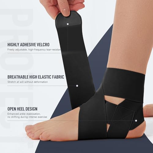 Ultra Thin Ankle Wraps Ankle Brace for Men ＆ Women, Adjustable Ankle Straps for Arch, Sprained Foot, Tendinitis, Football, Basketball, Running（Black, Pack of 1） - color: Black, size: Pack of 1