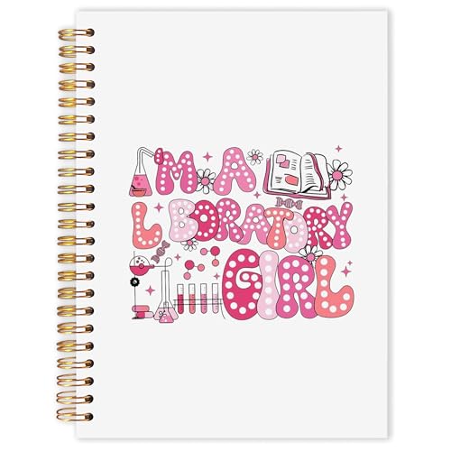 OJMFHEGEE Lab Tech Gifts Spiral Notebook for Women 5.5x8.3 in, Medical Laboratory Scientist Technologist, I'm a Laboratory Girl Medical Lab STEM Hardcover Notebook Journal Gifts for Work Study - color: Lab Tech