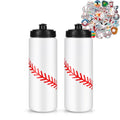 Baseball Party Favors, 2 Pack Baseball Water Bottles with 200 PCS Stickers | 20oz Sports Squeeze Bottle & Baseball Stickers, BPA-Free Reusable Water Bottles Bulk for Boys, Gifts For Team - style: 1# 2 Pack-Baseball