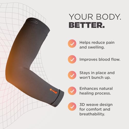 Incrediwear Arm Sleeve – Infrared Arm Sleeves for Men & Women, Arm Support | Muscle Recovery & Muscle Pain Relief for Tennis Elbow Tendonitis, Arm Sleeves for Baseball, Basketball, Football, Working Out - color: Navy, size: Small/Medium (Pack of 1)