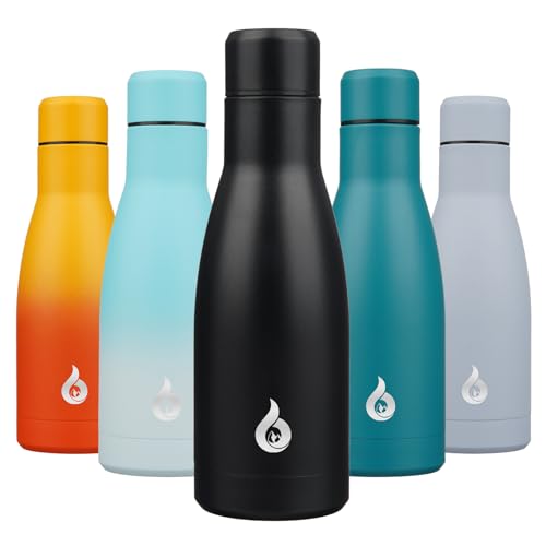 BJPKPK Insulated Water Bottle 12oz Small Stainless Steel Water Bottles Reusable Metal Thermal Keep Cold and Hot,Midnight Black - color: Midnight Black, size: 12 Ounces