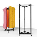 Hanging Yoga Mat Holder, Metal Double Sided Yoga Mats Storage Cart on Wheels, Floor Standing Pilates Mat Rack for Home Gym, Exercise, Yoga Studio, with Punching Tool