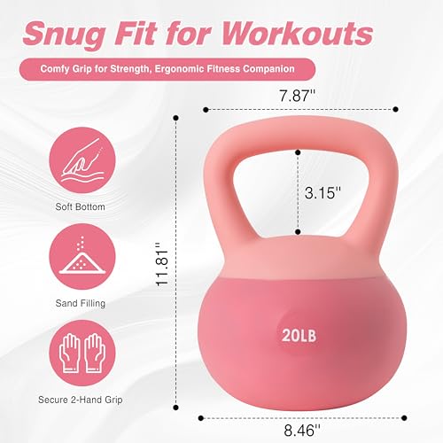 ALTLER Soft Kettlebell 10-50LBS Safe Strength Training Kettlebell Anti-Slip Grip Weight for Home Workouts and Men/Women/Beginners - size: 20LB
