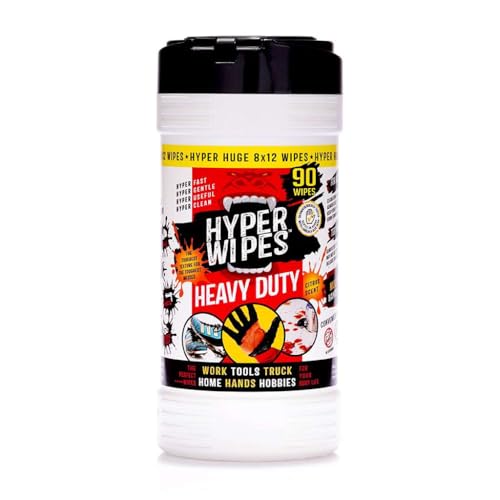 Juniper CLEAN Hyper Wipes, 1 Pack Heavy Duty Hand & Tool Cleaning Wipes, 8"x12" Multi-Surface Cleaning Wipes, Degreasing, All Purpose Cleaner, Mechanic, Work Wipes, 90 Count Canister - size: 90 Count (Pack of 1)