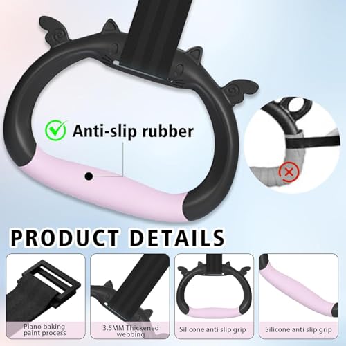 New Professional Gymnastic Rings,Both for Adults and Kids,Support 550 LBS,Home Fitness Equipment,Indoor and Outdoor Pull-up Bar for Stretching and Height Increase,with Adjustable Straps - color: Pink