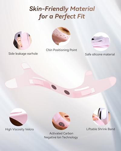 Reusable V-Line Sculpting Face Mask – Silicone Chin Strap for Jawline Tightening & Double Chin Reduction (23-27 Inches) (Pink) -01 - color: light pink