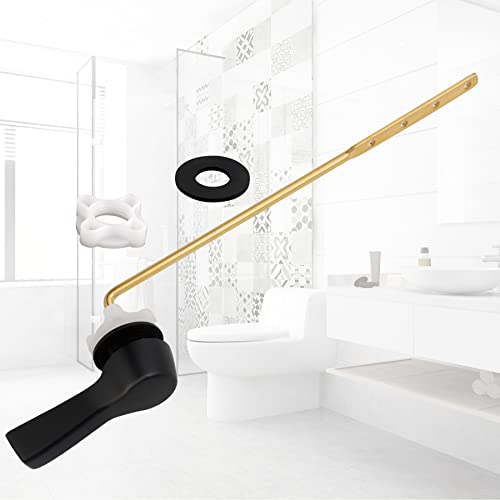 Hibbent Universal Metal Front Mount Toilet Handle Replacement Kit | Matte Black Solid Brass Toilet Flush Tank Lever, Stainless Steel Flapper Chains for Most Toilet Tanks - color: Matte Black, style: Upgraded Front Mount