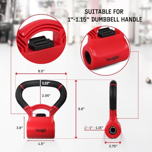 Yes4All Kettlebells Grip, Dumbbell Grip Handle, Convert Dumbbells into Kettlebell for Home Gym, Kettlebell for Weights Plate - color: A. Combo Red - Red