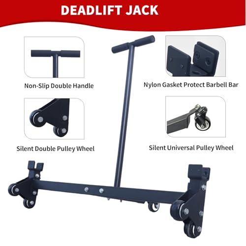 Deadlift Jack Barbell Stand with Wheels 900lb Capacity Convenient to Replace Weight Plates for Deadlift Weightlifting Training,CrossFit & Home Gym