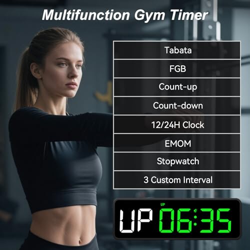 Acedeck Portable Gym Timer Clock: Fitness Digital Clock with Strong Magnet - Remote Control for Fitness Enthusiasts - Powerful Battery for Home Gym Garage Boxing - color: Green+black