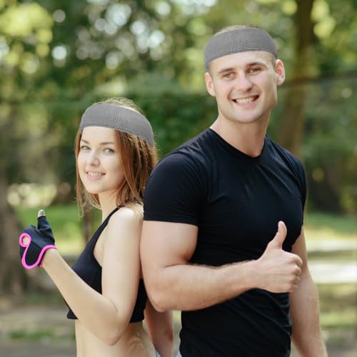 2 Pack Sweat Band, Sweat Bands Headbands for Men, Women, Sports, Tennis, Running, Gym, Workout - color: Gray