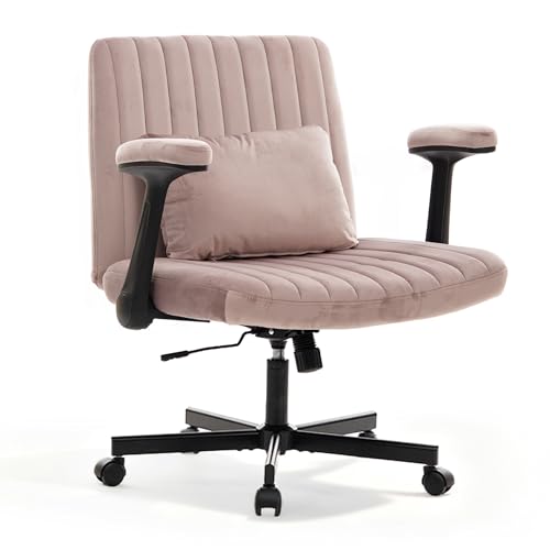 Ergonomic Cross Legged Chair with Wheels, 360 Swivel Meditation Chair, ADHD Chair, Criss Cross Desk Chair with Lumbar Support and Adjustable Stool, Wide Seat Cushion, Light Pink - color: Pink, size: Wide Seat
