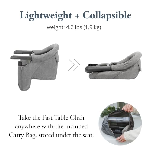 Inglesina Fast Table Chair, Stone Gray Melange - Portable Baby High Chair - for Babies & Toddlers up to 37 lbs - Fits Tables 0.8'' to 3.5'' Thick - Compact & Easy to Use - Travel Bag Included - color: Stone Gray Melange, style: Chair