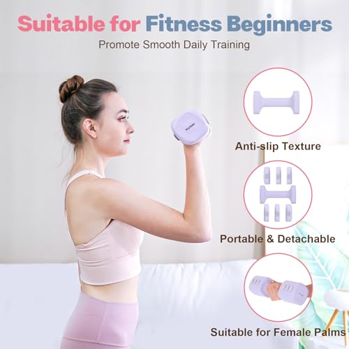 kisnbld Adjustable Dumbbell Set, 2-in-1 Dumbbells & Kettlebell,Hand Weights | 2.2-5.5lb Each Free Weights for Women Beginners with Fast Adjustment,Weights Set for Home Gym & Outdoor Exercise Training - color: Purple