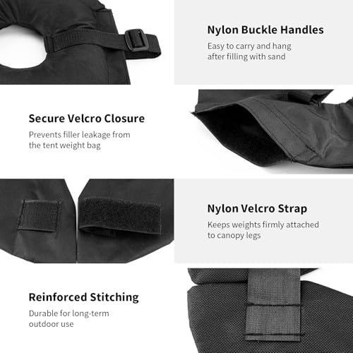 1 Pack Sand Bags for Weight, Tripod Weight, Canopy Weights with Straps, Weighted Bags to Hold Things Down, Sandbags for Backdrop Stand, Umbrella Base, Tent, Sports Net, 13 LB (Sand Not Included) - size: 13 LB