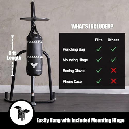 Elite Sports Kids Boxing Punching Bag Set - 2 ft Heavy Boxing Bag, 6oz Gloves & Phone Case – Youth Boxing, MMA, Home Gym & Martial Arts Training Equipment (UN-Filled)