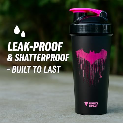 PerfectShaker ACTIV DC Comics & Justice League Series | Leak-Proof, BPA-Free, Shatter-Resistant | ActionRod Mixing Technology for Smooth Blends | Gym, Fitness & Sports Shaker - 28oz (Batgirl) - color: Batgirl