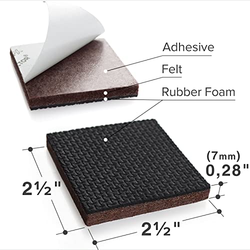 Non Slip Furniture Pads X-PROTECTOR – 16 PCS Furniture Grippers 2 1/2" | Ideal Self-Adhesive Rubber Feet for Furniture Feet – Non Skid Furniture Pads Floor Protectors – Keep Furniture in Place! - size: 16 Square 2.5"