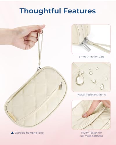 BAGSMART Travel Cord Organizer Electronics Case, Double Layers Puffer Cable Organizer Bag Travel Essentials for Women, Tech Organizer Case for Charger, Phone, Flash Drive - Beige - color: Double Layer Beige