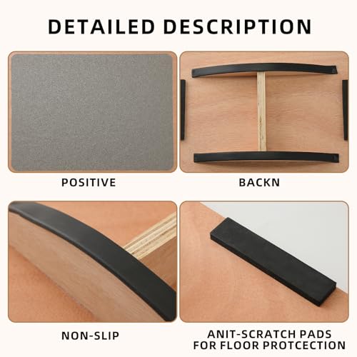 Juoe Balance Board Wobble Board for Adults and Kids - Anti-Slip 350LBS Balance Board for Physical Therapy,Balance Training,Posture Correction,Standing Desk Core Strength Wooden Balance Rocker Board - color: Gery