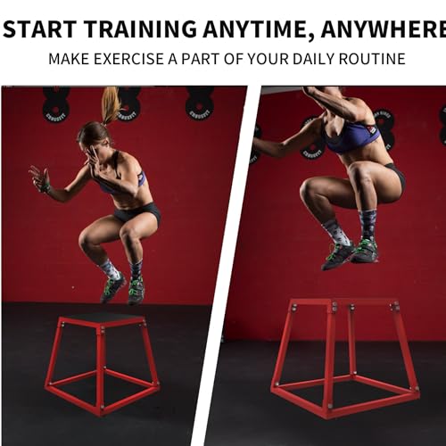 Hetoy Metal Plyo Jump Box for Home Gym, Steel Plyometric Training Box with Anti-Slip Top, Exercise Step Platform for Jump & Strength Training - size: 12/18/24/30 inch