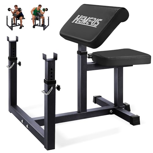 Preacher Curl Bench, Max Load 450 LBS Strength Training Bench Home Gym Bench Fitness Equipment,6-Level Seated Barbell Dumbbell Bicep Curl Machine Weight Bench - color: Black