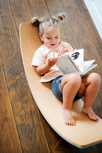35" Balance Board Kids | Montessori Wobble Board for Toddlers Ages 3-5, Natural Wood Open-Ended Waldorf Sensory Toy for Indoor & Outdoor Play, Core Balance Trainer, Birthday & Christmas Gift 2026 - color: Original Wood + Blue Felt
