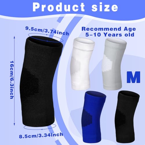 Lenwen 4 Pairs Kids Elbow Brace Compression Arm Elbow Sleeve Knit Guard Gym Protectors for Boys Teen Children Girls Basketball Volleyball Tennis Cycling (5-10 Years,Black, White, Blue, Gray) - color: Black, White, Blue, Gray, size: 5-10 Years