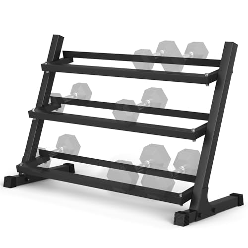 Mikolo Dumbbell Sets with Rack, Rubber Hex Dumbbells, Multiple Choices in 160/200/380/450/550LB, Hand Weights with Chrome Handle for Strength Training - style: RACK ONLY (Large / Max for 550lb)