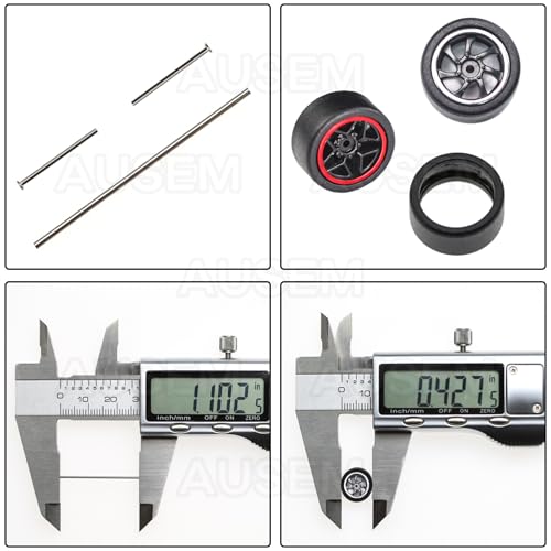 1/64-wheels AB Plate 1/64-Scale-Wheel-tires Set Compatible with Major Brand Toy-Car-Wheels Including Black with Red Edging Wheels Black with White Edging Wheels 1: 64-Hollow-Shaft 1/64 Rubber-Tires