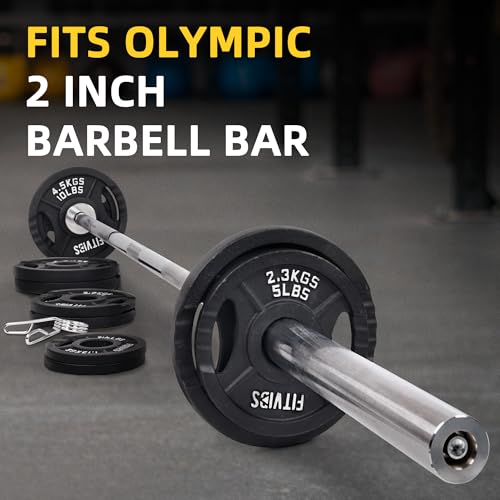 Fitvids Standard Cast Iron 1-Inch Weight Plates for Strength Training & Weightlifting, 35LB/70LB/120LB - style: Set (70LB: 2.5/5/10LB X4)