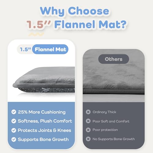 1.5" Super Thick Baby Play Mat for Floor, 79x118 Pro Soft Flannel Foam Mats for Toddler Infant Kids Crawling for Nursery Rug Playroom Living Room Waterproof Easy Care Non-Slip (Dark Grey) - color: Dark Grey, size: 79"x118"x1.5"