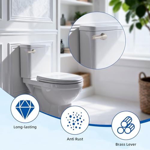 Hibbent Universal Front Mount Metal Toilet Handle Replacement Kit, Brass Toilet Tank Flush Lever with Stainless Steel Adjustable Flapper Chains for Most Toilets, Brushed Nickel - color: Brushed Nickel, style: Front Mount