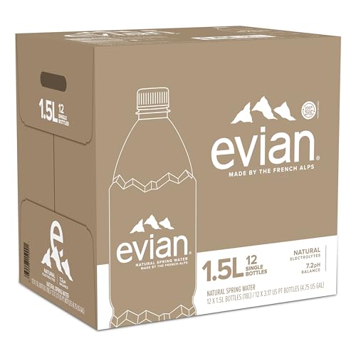 Evian Natural Spring Water, 1.5 L bottle (Pack of 12) - size: 50.7 Fl Oz (Pack of 12)