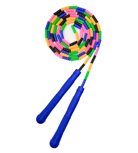 Beaded Jump Rope 1 Pack/2 Pack, ACEONE Segmented Skipping Rope for Kids Adults, Adjustable Tangle-Free Toddler Jumping Rope for Fitness Exercise Training - color: Rainbow Blue