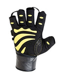 Gym Gloves Protect Your Hands & Improve Your Grip Weightlifting Grips - color: Yellow with 2.5" Wrist Wraps, size: Small