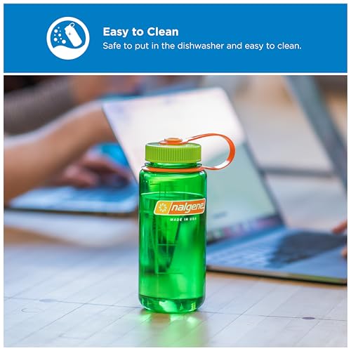 Nalgene 16 oz Wide Mouth Water Bottle | Slim Cup Holder Size, BPA-Free, Durable & Leak Proof, Lightweight Travel Bottle, Blue Atoll - color: Blue Atoll w/Endive, size: 16 Ounces