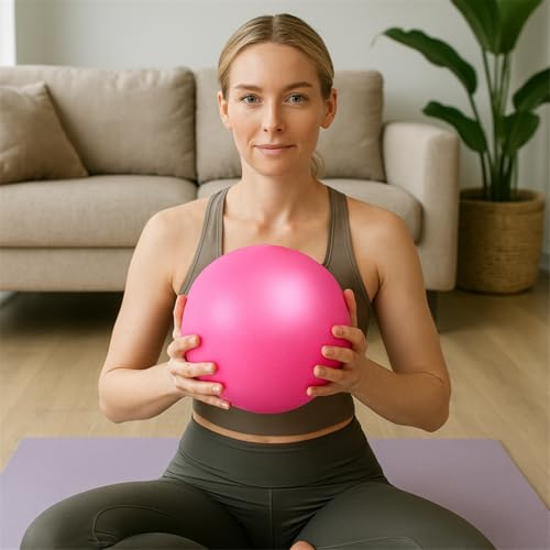 6 Inch Mini Exercise Pilates Yoga Ball, Stability Ball for Yoga, Barre, Training and Physical Therapy- Improves Balance with Inflate Pump(Pink) - color: Pink, size: 9 Inch