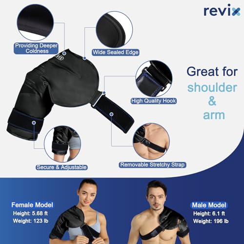 REVIX XL Shoulder Ice Pack Rotator Cuff Cold Therapy, Reusable Gel Ice Pack Shoulder Wraps for Discomfort and Recovery, Promoting Flexibility and Mobility, Long-Lasting Compression, Black - size: XL, style: Black