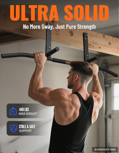 Fitarc Joist Mount Pull Up Bar, Wall Chin Up Bar Ceiling Mount for Beams, Heavy Duty Steel Construction, Home Gym Workout Equipment -Patent Pending - color: Joist Mounted for 8-9ft Beams, Upgraded Grip