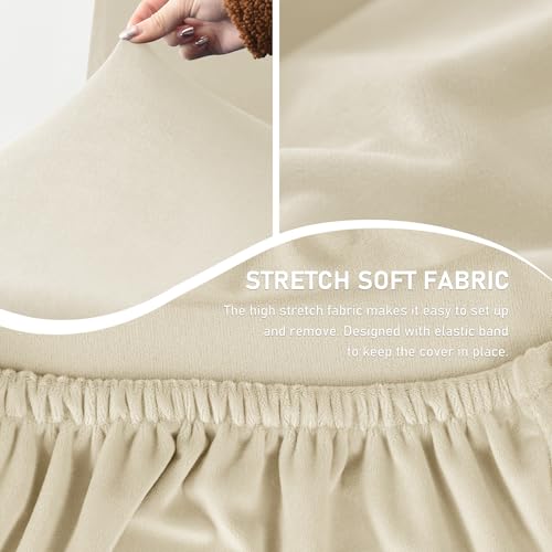 Gollense Bar Stool Covers with Backs, Set of 4 Stretch Jacquard Barstool Seat Covers, Washable Swivel Pub Counter Height Chair Slipcover Protector for Home Kitchen Cafe (Velvet-Beige) - color: Velvet-beige