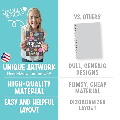 Hadley Designs Fitness Journal for Women - Workout Journal for Women, Fitness Planner for Woman, Workout Log Book, Undated Gym Journals & Exercise Journals, Gym and Health Notebook, Birthday Gifts - color: Chalk Pastel