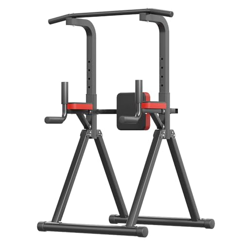 Foldable Power Tower, Adjustable Multifunction Pull Up Bar Dip Station Rack
