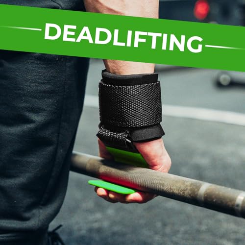 BEAST RAGE Weight Lifting Hooks (Pairs) for Men Anti Slip Durable Coated Grip Wrist Straps for Pull Ups Deadlift Strength Fitness Bodybuilding Women Hook Exercise - color: Green