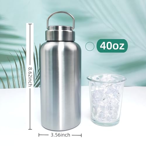 CDJ 42oz Uninsulated Single Wall Stainless Steel Water Bottle, Reusable Metal Water Bottle for Sports, Leakproof and Durable, Perfect for Hiking, Gym, Picnics, and Outdoor Activities - size: 41 Ounces