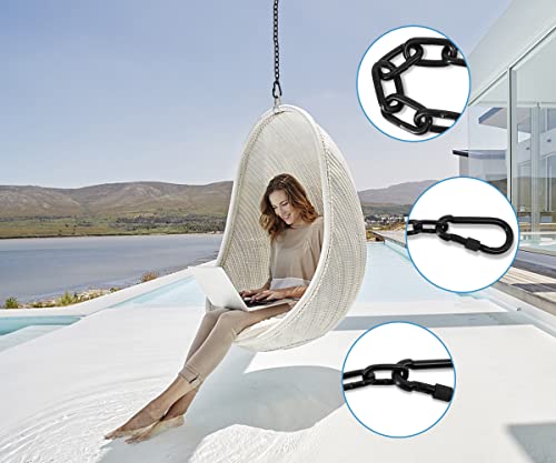4 Pack 25in Hanging Swing Chain with 4 Carabiners, 440LB Capacity Hanging Kits Heavy Duty Hanging Chair Hardware for Hammock Swing Hanging Chair Punching Bags Sandbag Indoor Outdoor Yoga Gym (Black) - color: Black, size: 4 Pack 25 inch