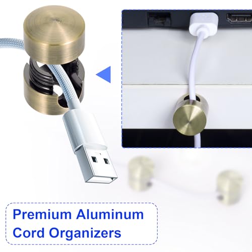 SmallCat 3 Sets Charger Cord Holders, Adhesive Cord Anchor, Antique Copper | Metal Cord Clips, Cable Anchor Holders, Adjustable Cable Management Wire Organizers for Desk, Office, Nightstand - color: Antique Copper, size: 3 Sets
