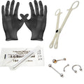 9PCS Body Piercing Kit for All Piercings with 14G Belly Button Ring, 16G Curved Barbell, 16G Circular Barbell, 14G Strength Barbell, 14G 16G Piercing Needles & Body Piercing Clamps Forceps Tool