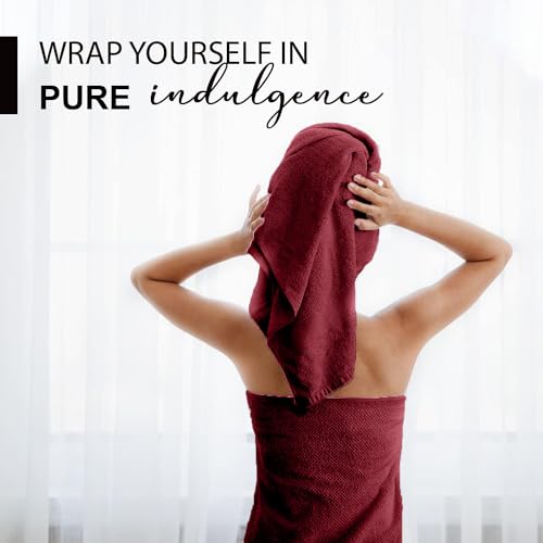 KAHAF COLLECTION 100% Cotton Bath Towels, 24x48 Pack of 6 Towels, Quick Dry, Highly Absorbent, Soft Feel Towel, Gym, Spa, Bathroom, Shower, Pool, Luxury Soft Towels (Burgundy, 24x48-6 Pack) - color: Burgundy, size: 24x48 - 6 Pack